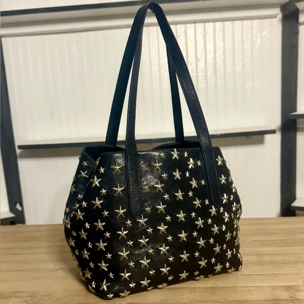 Jimmy Choo Black Star-Studded Leather Tote - Picture 3 of 8